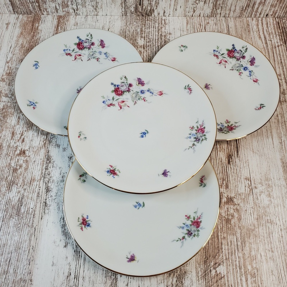 Vintage KPM Germany Royal Krister Salad Bread Plates Floral Pattern Set of 4